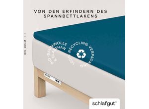 4007399454304 - Spannbettlaken SCHLAFGUT PURE TOPPER in Gr 90x200 140x200 oder 180x200 cm Laken für Topper Gr B L 140-160 cm x 200-220 cm 1 St Jersey-Elasthan 140-160 x 200-220 cm 10 cm blau (petrol deep) aus 100% Bio-Baumwolle für Matratzen bis 10 cm Höhe Bettlaken