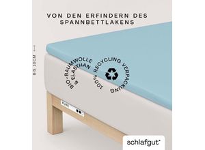 4007399454311 - Spannbettlaken SCHLAFGUT PURE TOPPER in Gr 90x200 140x200 oder 180x200 cm Laken für Topper Gr B L 140-160 cm x 200-220 cm 1 St Jersey-Elasthan 140-160 x 200-220 cm 10 cm blau (blue light) aus 100% Bio-Baumwolle für Matratzen bis 10 cm Höhe Bettlaken