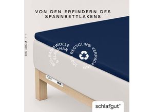 4007399454601 - Spannbettlaken SCHLAFGUT PURE TOPPER in Gr 90x200 140x200 oder 180x200 cm Laken für Topper Gr B L 180-200 cm x 200-220 cm 1 St Jersey-Elasthan 180-200 x 200-220 cm 10 cm blau (blue deep) aus 100% Bio-Baumwolle für Matratzen bis 10 cm Höhe Bettlaken