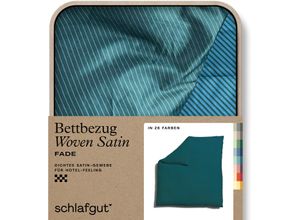 4007399468264 - Bettbezug SCHLAFGUT Woven Satin Fade mit feinen Streifen Bettbezüge Gr B L 240 cm x 220 cm bunt (petrol deep green deep) Mako-Satin-Bettwäsche mit Farbverlauf Mix & Match passender Kissenbezug erhältlich