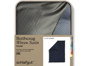 4007399468325 - Bettbezug SCHLAFGUT Woven Satin Fade mit feinen Streifen Bettbezüge Gr B L 155 cm x 220 cm blau (blue deep off black) Mako-Satin-Bettwäsche mit Farbverlauf Mix & Match passender Kissenbezug erhältlich