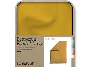 4007399472049 - Bettbezug SCHLAFGUT Knitted Jersey uni aus Bio-Baumwolle mit Elasthan Reißverschluss Bettbezüge Gr B L 135-140 cm x 200 cm Jersey gelb (yellow deep) bügelfrei Mix & Match Bettwäsche passender Kissenbezug erhältlich