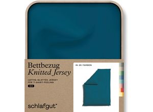 4007399472131 - Bettbezug SCHLAFGUT Knitted Jersey uni aus Bio-Baumwolle mit Elasthan Reißverschluss Bettbezüge Gr B L 135-140 cm x 200 cm Jersey blau (petrol deep) bügelfrei Mix & Match Bettwäsche passender Kissenbezug erhältlich