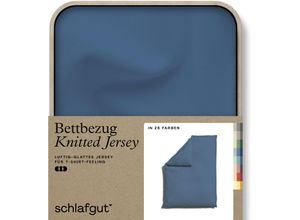 4007399472179 - Bettbezug SCHLAFGUT Knitted Jersey uni aus Bio-Baumwolle mit Elasthan Reißverschluss Bettbezüge Gr B L 135-140 cm x 200 cm Jersey blau (blue mid) bügelfrei Mix & Match Bettwäsche passender Kissenbezug erhältlich