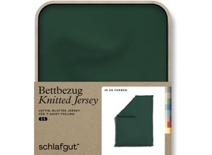 4007399472193 - Bettbezug SCHLAFGUT Knitted Jersey uni aus Bio-Baumwolle mit Elasthan Reißverschluss Bettbezüge Gr B L 135-140 cm x 200 cm Jersey grün (green deep) bügelfrei Mix & Match Bettwäsche passender Kissenbezug erhältlich