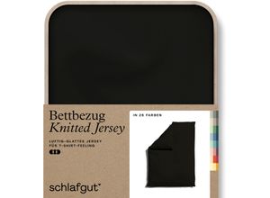 4007399472285 - Bettbezug SCHLAFGUT Knitted Jersey uni aus Bio-Baumwolle mit Elasthan Reißverschluss Bettbezüge Gr B L 135-140 cm x 200 cm Jersey schwarz (off black) bügelfrei Mix & Match Bettwäsche passender Kissenbezug erhältlich