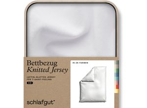 4007399472292 - Bettbezug SCHLAFGUT Knitted Jersey uni aus Bio-Baumwolle mit Elasthan Reißverschluss Bettbezüge Gr B L 135-140 cm x 200 cm Jersey weiß (full white) bügelfrei Mix & Match Bettwäsche passender Kissenbezug erhältlich