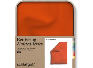 4007399472346 - Bettbezug SCHLAFGUT Knitted Jersey uni aus Bio-Baumwolle mit Elasthan Reißverschluss Bettbezüge Gr B L 155 cm x 220 cm rot (red mid) Jersey-Bettwäsche bügelfrei Mix & Match Bettwäsche passender Kissenbezug erhältlich