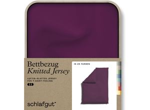 4007399472360 - Bettbezug SCHLAFGUT Knitted Jersey uni aus Bio-Baumwolle mit Elasthan Reißverschluss Bettbezüge Gr B L 155 cm x 220 cm Jersey lila (purple deep) bügelfrei Mix & Match Bettwäsche passender Kissenbezug erhältlich