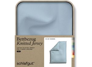 4007399472445 - Bettbezug SCHLAFGUT Knitted Jersey uni aus Bio-Baumwolle mit Elasthan Reißverschluss Bettbezüge Gr B L 155 cm x 220 cm blau (blue light) Jersey-Bettwäsche bügelfrei Mix & Match Bettwäsche passender Kissenbezug erhältlich