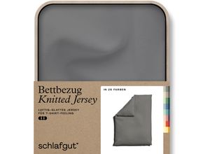 4007399472520 - Bettbezug SCHLAFGUT Knitted Jersey uni aus Bio-Baumwolle mit Elasthan Reißverschluss Bettbezüge Gr B L 155 cm x 220 cm Jersey grau (grey mid) bügelfrei Mix & Match Bettwäsche passender Kissenbezug erhältlich