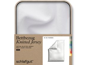 4007399472551 - Bettbezug SCHLAFGUT Knitted Jersey uni aus Bio-Baumwolle mit Elasthan Reißverschluss Bettbezüge Gr B L 155 cm x 220 cm weiß (full white) Jersey-Bettwäsche bügelfrei Mix & Match Bettwäsche passender Kissenbezug erhältlich