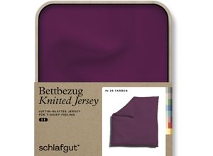 4007399472629 - Bettbezug SCHLAFGUT Knitted Jersey uni aus Bio-Baumwolle mit Elasthan Reißverschluss Bettbezüge Gr B L 200 cm x 200 cm lila (purple deep) Jersey-Bettwäsche bügelfrei Mix & Match Bettwäsche passender Kissenbezug erhältlich