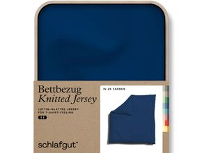 4007399472681 - Bettbezug SCHLAFGUT Knitted Jersey uni aus Bio-Baumwolle mit Elasthan Reißverschluss Bettbezüge Gr B L 200 cm x 200 cm blau (blue deep) Jersey-Bettwäsche