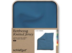 4007399472698 - Bettbezug SCHLAFGUT Knitted Jersey uni aus Bio-Baumwolle mit Elasthan Reißverschluss Bettbezüge Gr B L 200 cm x 200 cm blau (blue mid) Jersey-Bettwäsche