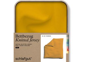 4007399472827 - Bettbezug SCHLAFGUT Knitted Jersey uni aus Bio-Baumwolle mit Elasthan Reißverschluss Bettbezüge Gr B L 240 cm x 220 cm gelb (yellow deep) Jersey-Bettwäsche bügelfrei Mix & Match Bettwäsche passender Kissenbezug erhältlich