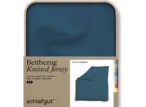 4007399472919 - Bettbezug SCHLAFGUT Knitted Jersey uni aus Bio-Baumwolle mit Elasthan Reißverschluss Bettbezüge Gr B L 240 cm x 220 cm Jersey blau (petrol deep) bügelfrei Mix & Match Bettwäsche passender Kissenbezug erhältlich