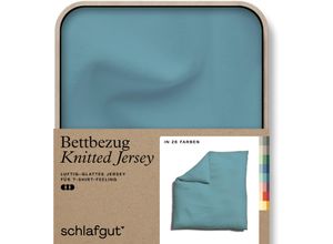 4007399472926 - Bettbezug SCHLAFGUT Knitted Jersey uni aus Bio-Baumwolle mit Elasthan Reißverschluss Bettbezüge Gr B L 240 cm x 220 cm blau (petrol mid) Jersey-Bettwäsche bügelfrei Mix & Match Bettwäsche passender Kissenbezug erhältlich