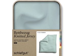 4007399472933 - Bettbezug SCHLAFGUT Knitted Jersey uni aus Bio-Baumwolle mit Elasthan Reißverschluss Bettbezüge Gr B L 240 cm x 220 cm blau (petrol light) Jersey-Bettwäsche bügelfrei Mix & Match Bettwäsche passender Kissenbezug erhältlich