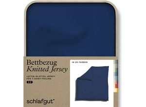 4007399472940 - Bettbezug SCHLAFGUT Knitted Jersey uni aus Bio-Baumwolle mit Elasthan Reißverschluss Bettbezüge Gr B L 240 cm x 220 cm blau (blue deep) Jersey-Bettwäsche bügelfrei Mix & Match Bettwäsche passender Kissenbezug erhältlich