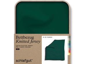 4007399472971 - Bettbezug SCHLAFGUT Knitted Jersey uni aus Bio-Baumwolle mit Elasthan Reißverschluss Bettbezüge Gr B L 240 cm x 220 cm grün (green deep) Jersey-Bettwäsche