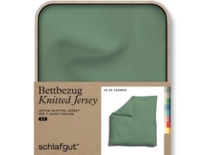 4007399472988 - Bettbezug SCHLAFGUT Knitted Jersey uni aus Bio-Baumwolle mit Elasthan Reißverschluss Bettbezüge Gr B L 240 cm x 220 cm Jersey grün (green mid) bügelfrei Mix & Match Bettwäsche passender Kissenbezug erhältlich