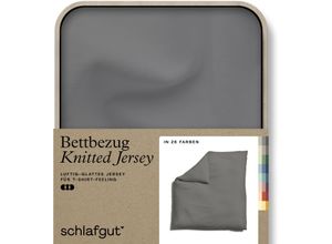 4007399473046 - Bettbezug SCHLAFGUT Knitted Jersey uni aus Bio-Baumwolle mit Elasthan Reißverschluss Bettbezüge Gr B L 240 cm x 220 cm Jersey grau (grey mid) bügelfrei Mix & Match Bettwäsche passender Kissenbezug erhältlich