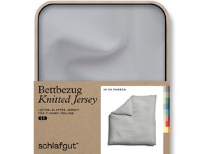 4007399473053 - Bettbezug SCHLAFGUT Knitted Jersey uni aus Bio-Baumwolle mit Elasthan Reißverschluss Bettbezüge Gr B L 240 cm x 220 cm Jersey grau (grey light) bügelfrei Mix & Match Bettwäsche passender Kissenbezug erhältlich