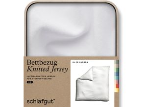 4007399473077 - Bettbezug SCHLAFGUT Knitted Jersey uni aus Bio-Baumwolle mit Elasthan Reißverschluss Bettbezüge Gr B L 240 cm x 220 cm Jersey weiß (full white) bügelfrei Mix & Match Bettwäsche passender Kissenbezug erhältlich