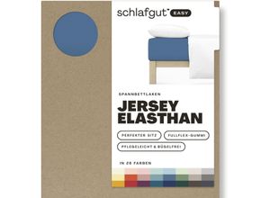 4007399479079 - Spannbettlaken SCHLAFGUT EASY Jersey Elasthan Laken Gr B L 180-200 cm x 200-220 cm 1 St Jersey 180-200 x 200-220 cm 30 cm blau (blue mid) MADE IN GREEN by OEKO-TEX