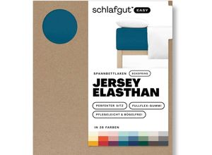 4007399481119 - Spannbettlaken SCHLAFGUT EASY Jersey Elasthan Boxspring Laken Gr B L 180-200 cm x 200-220 cm 1 St Jersey 180-200 x 200-220 cm 40 cm blau (petrol deep) MADE IN GREEN by OEKO-TEX