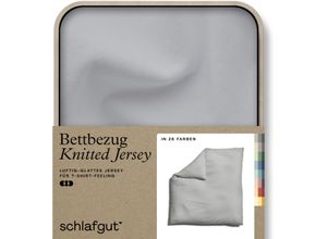 4007399481423 - Bettbezug SCHLAFGUT Knitted Jersey uni aus Bio-Baumwolle mit Elasthan Reißverschluss Bettbezüge Gr B L 200 cm x 200 cm Jersey grau (grey light) bügelfrei Mix & Match Bettwäsche passender Kissenbezug erhältlich