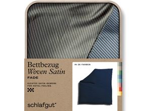 4007399481591 - Bettbezug SCHLAFGUT Woven Satin Fade mit feinen Streifen Bettbezüge Gr B L 200 cm x 200 cm blau (blue deep off black) Mako-Satin-Bettwäsche mit Farbverlauf Mix & Match passender Kissenbezug erhältlich