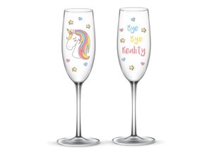 4007698026615 - EinhornLiebe - Sektgläser Set - Einhorn Glas Bye Bye Reality (2 Stück) Proseccogläser Gläser