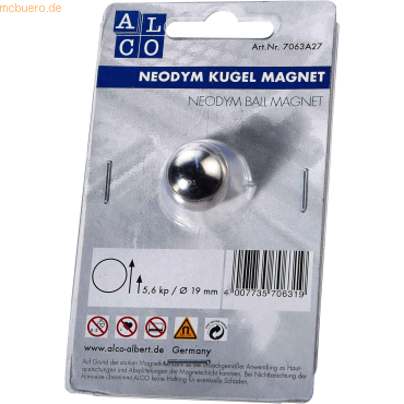 4007735706319 - Kugelmagnet Neodoym Neodym (Nd) 19mm TG 5600 g silber VE=1 Stück