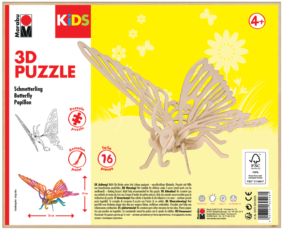 4007751605481 - KiDS 3D Puzzle Schmetterling 16 Teile