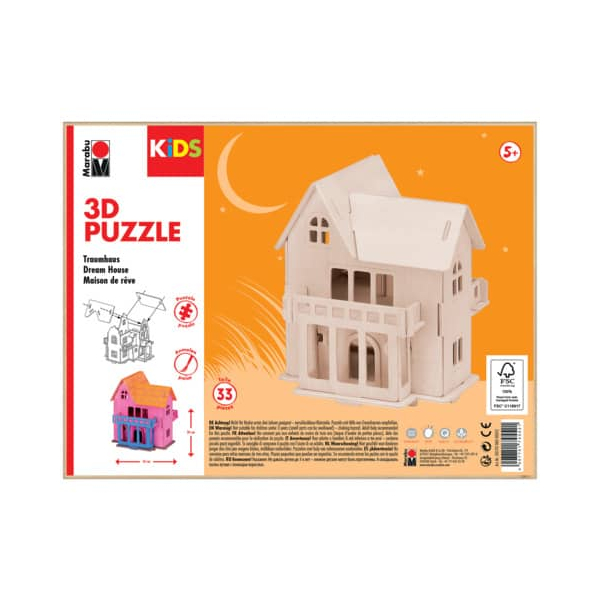 4007751745521 - KiDS Traumhaus 3D-Puzzle 33 (bemalbar) Teile