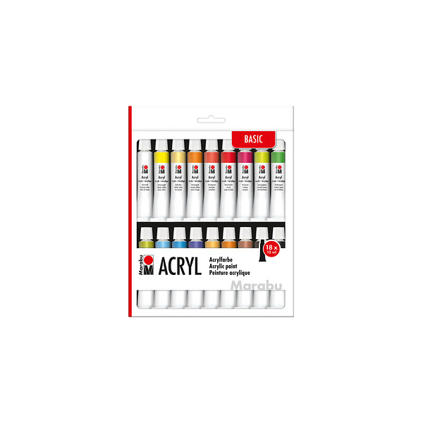 4007751746108 - 18 Basic Acrylfarben farbsortiert 18 x 120 ml 4007751746108 216 Milliliter