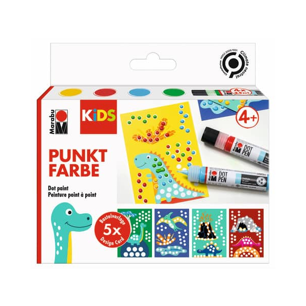 4007751942197 - KiDS Punktfarbe Dot Pen Set Dino 4 x 25 ml auf Wasserbasis im Liner trocknet matt und erhaben auf - 1 Stück (0311000000101)