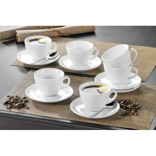 4007796036684 - Kaffeetassen-Set BISTRO 6 Tassen & Untertassen jeweils 02 l H 65 mm Porzellan weiß