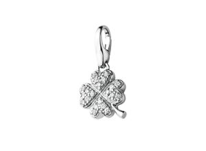 4007810074418 - Charm-Einhänger GIORGIO MARTELLO MILANO Kleeblatt mit Zirkonia Silber 925 Charms silberfarben (silber) Damen