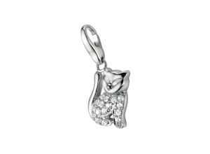 4007810078829 - Charm-Einhänger GIORGIO MARTELLO MILANO Katze mit Zirkonia Silber 925 Charms silberfarben (silber) Damen