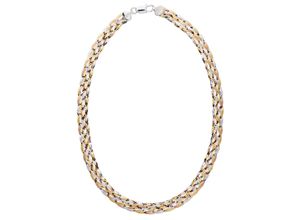 4007810121655 - Collier SMART JEWEL Heringbonekette tricolor Silber 925 Halsketten Gr 45 cm Silber 925 (Sterlingsilber) bunt (mehrfarbig) Damen Colliers