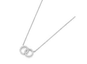 4007810127671 - Collier SMART JEWEL zwei runde Mittelteile mit Zirkonia Steinen Silber 925 Halsketten Gr 45 cm Silber 925 (Sterlingsilber) weiß Damen Colliers