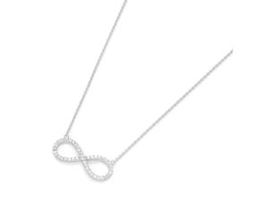 4007810128814 - Collier GIORGIO MARTELLO MILANO Infinity (Unendlichkeit) mit Zirkonia Steinen Silber 925 Halsketten Gr 45 cm Silber 925 (Sterlingsilber) silberfarben (silber) Damen Colliers