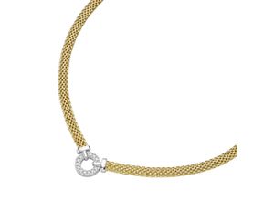 4007810136567 - Collier SMART JEWEL elegant mit Zirkonia Silber 925 Halsketten Gr 45 cm Silber 925 (Sterlingsilber) silberfarben (silber vergoldet bicolor) Damen Colliers