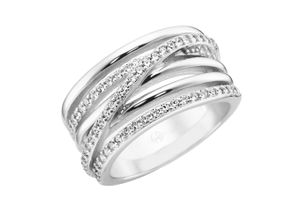 4007810136963 - Silberring GIORGIO MARTELLO MILANO 6-reihig mit Zirkonia Silber 925 Fingerringe Gr 58 Silber 925 (Sterlingsilber) weiß Damen Fingerringe