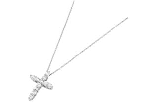 4007810140625 - Kette mit Anhänger GIORGIO MARTELLO MILANO Kreuz Zirkonia Silber 925 Halsketten Gr 45 cm Silber 925 (Sterlingsilber) weiß Damen Ketten mit Anhänger