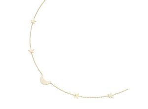 4007810140847 - Collier LUIGI MERANO Mond und Sterne Gold 375 Halsketten Gr 45 cm Gelbgold 375 goldfarben (gold) Damen Colliers