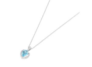 4007810143664 - Kette mit Anhänger SMART JEWEL mit Edelsteinen und Zirkonia Steinen Silber 925 Halsketten Gr 45 cm Silber 925 (Sterlingsilber) blau (hellblau) Damen Ketten mit Anhänger